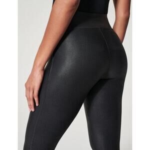 SPANX Leggings Moto Faux Leather Biker High Waisted GYM Ankle Stretch Sexy S